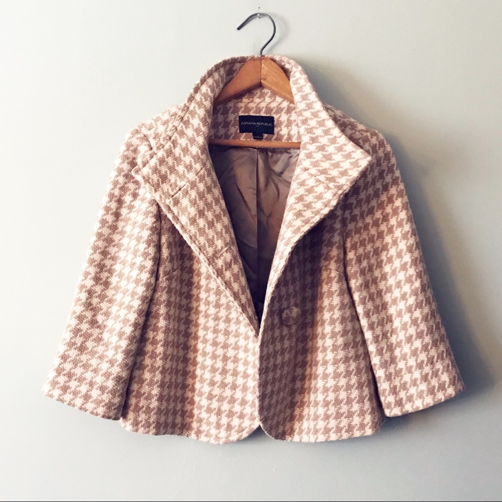 Banana Republic Cropped Swing Coat Houndstooth